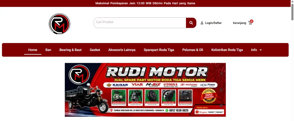 Website E-Commerce Toko Sparepart Kendaraan
